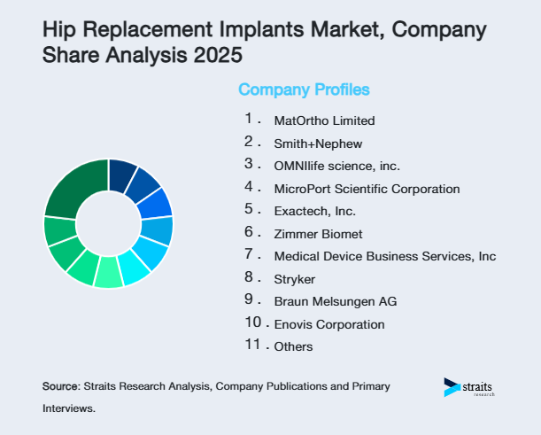 Hip Replacement Implants Market Share of Key Players