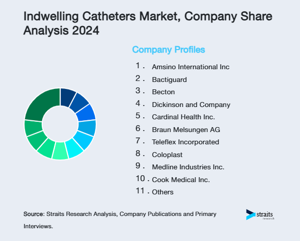 Indwelling Catheters Market Share of Key Players